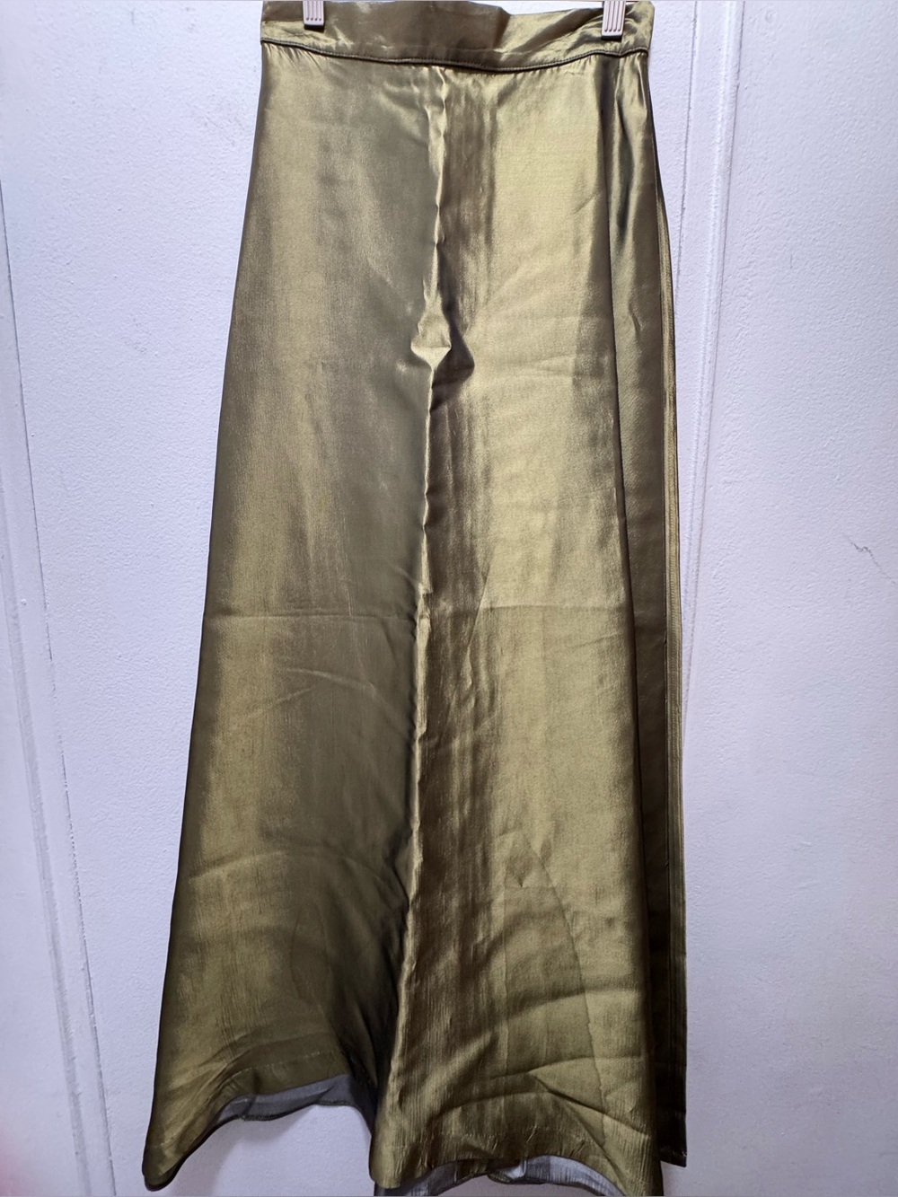 Rare Cache Vintage Y2K Gold Satin A-Line Maxi Skirt Size 0